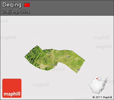 Satellite 3D Map of Deqing, cropped outside