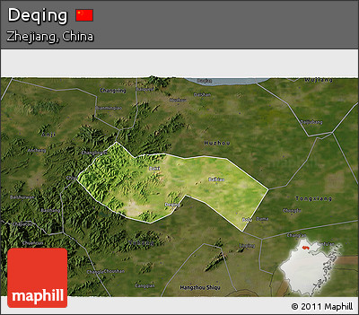 Satellite 3D Map of Deqing, darken