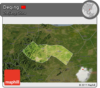 Satellite 3D Map of Deqing, darken