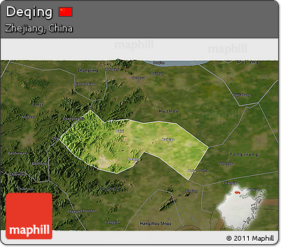 Satellite 3D Map of Deqing, darken