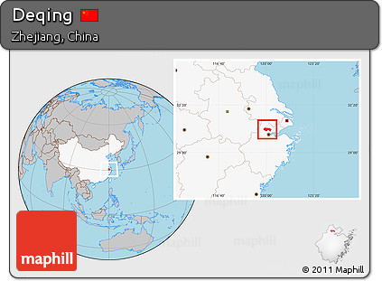 Gray Location Map of Deqing, highlighted country