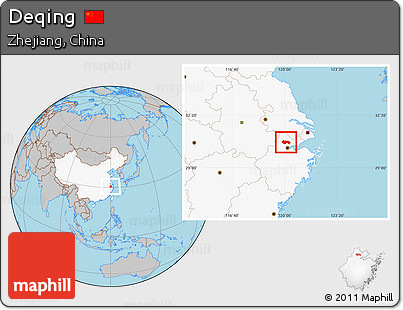 Gray Location Map of Deqing, highlighted country