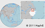 Gray Location Map of Deqing, highlighted parent region, hill shading