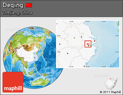 Physical Location Map of Deqing, highlighted country