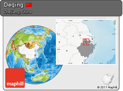 Physical Location Map of Deqing, highlighted country, highlighted parent region