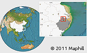Satellite Location Map of Deqing, highlighted country, highlighted parent region