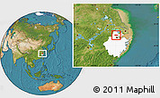 Satellite Location Map of Deqing, highlighted parent region