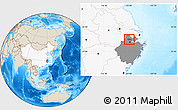 Shaded Relief Location Map of Deqing, highlighted country, highlighted parent region