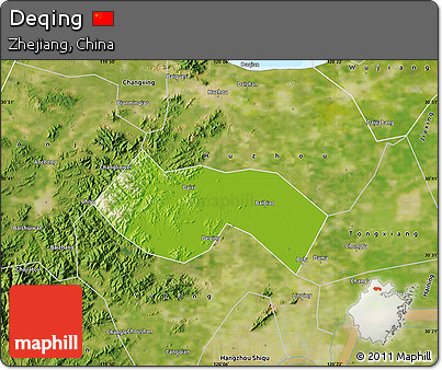Physical Map of Deqing, satellite outside