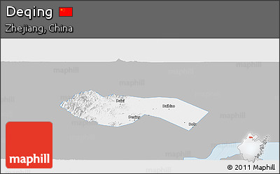 Gray Panoramic Map of Deqing, single color outside