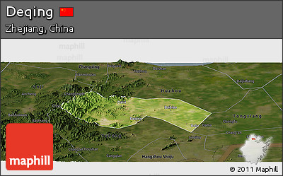 Satellite Panoramic Map of Deqing, darken