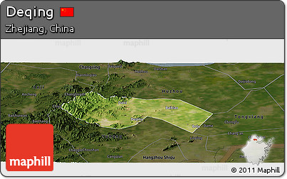 Satellite Panoramic Map of Deqing, darken