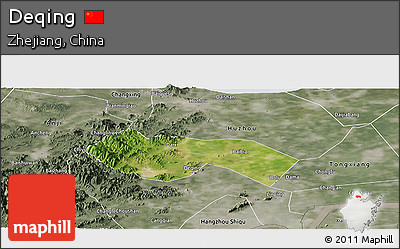 Satellite Panoramic Map of Deqing, semi-desaturated