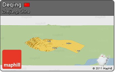 Savanna Style Panoramic Map of Deqing, single color outside