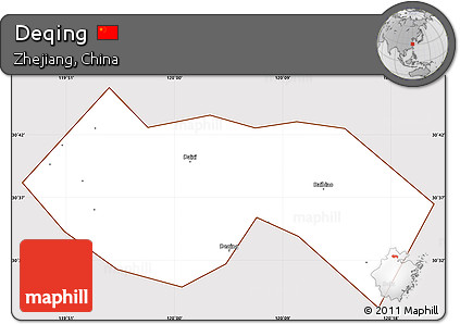 Classic Style Simple Map of Deqing, cropped outside