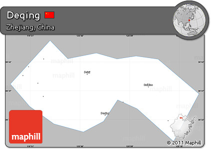 Gray Simple Map of Deqing, single color outside