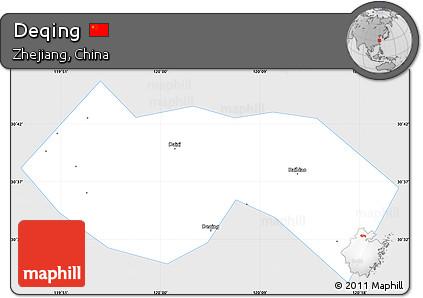 Silver Style Simple Map of Deqing, single color outside