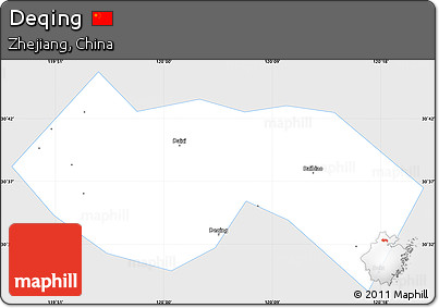 Silver Style Simple Map of Deqing, single color outside