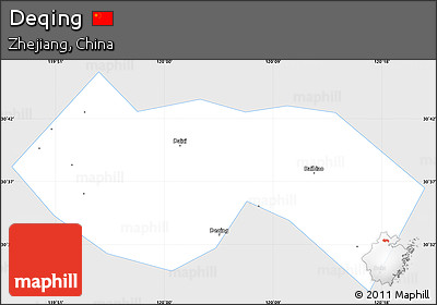 Silver Style Simple Map of Deqing, single color outside
