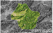 Satellite 3D Map of Dongyang, desaturated