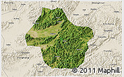 Satellite 3D Map of Dongyang, shaded relief outside