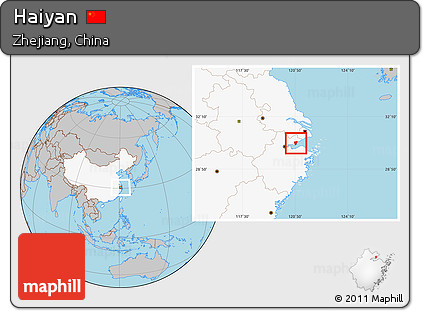 Gray Location Map of Haiyan, highlighted country