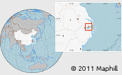 Gray Location Map of Haiyan, highlighted country, hill shading