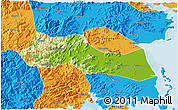Physical 3D Map of Huangyan, political outside