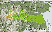 Physical 3D Map of Huangyan, semi-desaturated