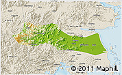 Physical 3D Map of Huangyan, shaded relief outside