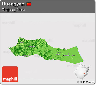 Political 3D Map of Huangyan, cropped outside