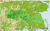 Political 3D Map of Huangyan, physical outside