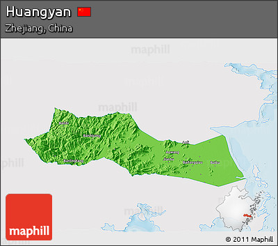Political 3D Map of Huangyan, single color outside