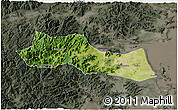 Satellite 3D Map of Huangyan, darken, semi-desaturated