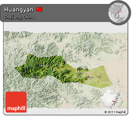 Satellite 3D Map of Huangyan, lighten