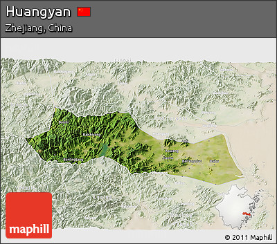 Satellite 3D Map of Huangyan, lighten