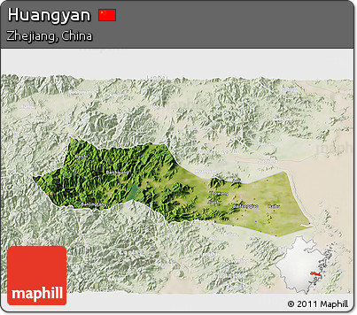 Satellite 3D Map of Huangyan, lighten