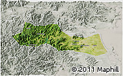Satellite 3D Map of Huangyan, lighten, semi-desaturated