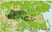 Satellite 3D Map of Huangyan, physical outside