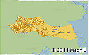 Savanna Style 3D Map of Huangyan, single color outside