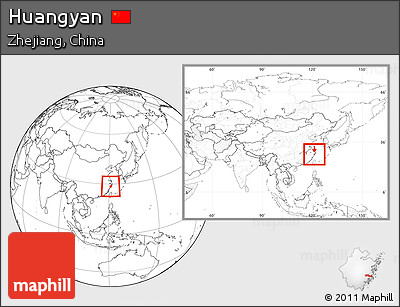 Blank Location Map of Huangyan, within the entire country