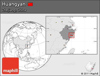Blank Location Map of Huangyan, highlighted country, highlighted parent region