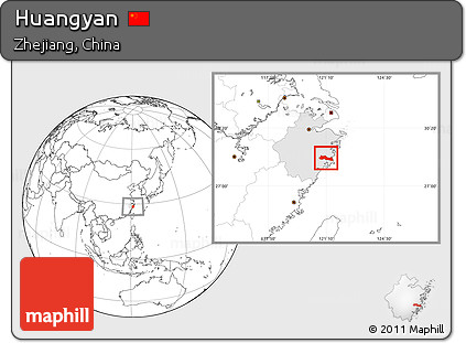 Blank Location Map of Huangyan, highlighted parent region