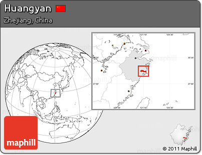 Blank Location Map of Huangyan, highlighted parent region