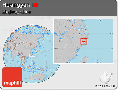 Gray Location Map of Huangyan