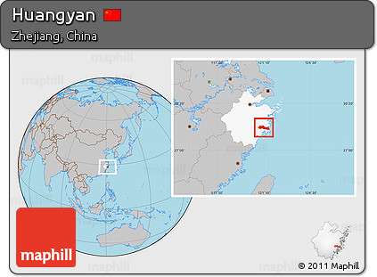 Gray Location Map of Huangyan, highlighted parent region