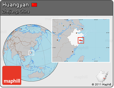 Gray Location Map of Huangyan, highlighted parent region