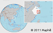 Gray Location Map of Huangyan, highlighted parent region