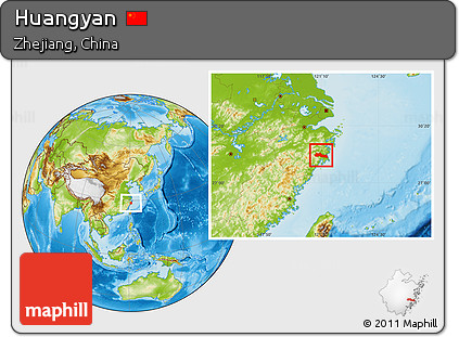 Physical Location Map of Huangyan