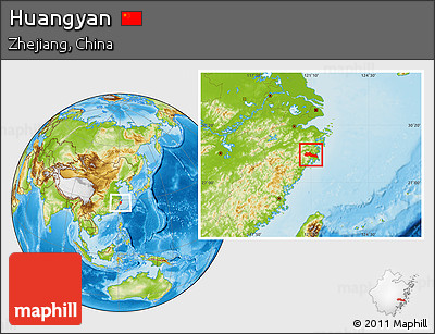 Physical Location Map of Huangyan